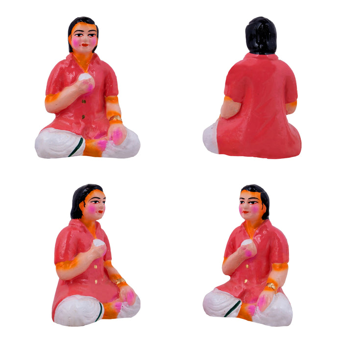 Panthi Clay Golu Bommai Set - 6 x 2 Inches | Giri Golu Doll/ Navaratri Golu Bomma/Gombe/Bommai