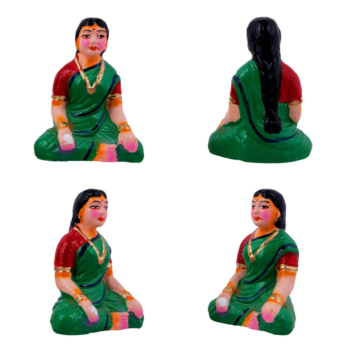 Panthi Clay Golu Bommai Set - 6 x 2 Inches | Giri Golu Doll/ Navaratri Golu Bomma/Gombe/Bommai