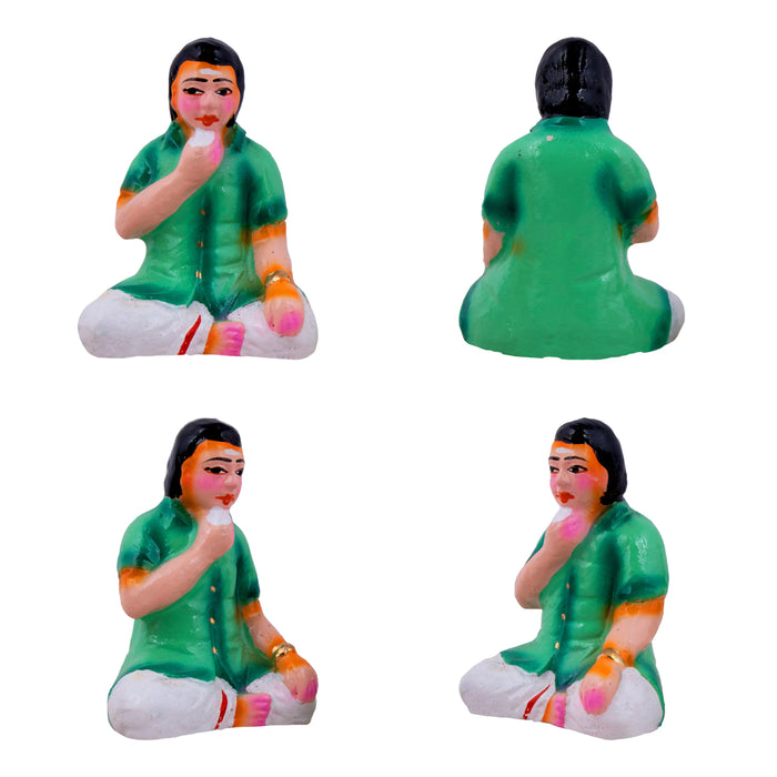 Panthi Clay Golu Bommai Set - 6 x 2 Inches | Giri Golu Doll/ Navaratri Golu Bomma/Gombe/Bommai