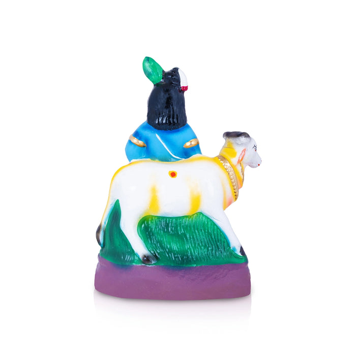 Cow Krishna Clay Golu Bommai - 10 x 7 Inches | Giri Golu Doll/ Navaratri Golu Bomma/Gombe/Bommai