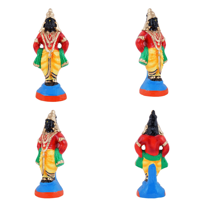 Vitthal Rukmini Murti Clay Golu Bommai Pair- 8 X 3 Inches | Navaratri Golu Gombe/Giri Golu Doll/ Navratri Decor