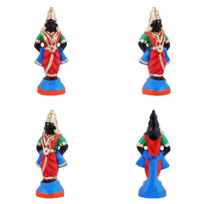 Vitthal Rukmini Murti Clay Golu Bommai Pair- 8 X 3 Inches | Navaratri Golu Gombe/Giri Golu Doll/ Navratri Decor