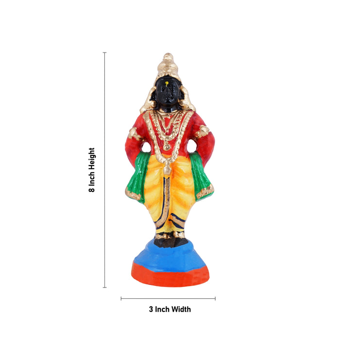 Vitthal Rukmini Murti Clay Golu Bommai Pair- 8 X 3 Inches | Navaratri Golu Gombe/Giri Golu Doll/ Navratri Decor