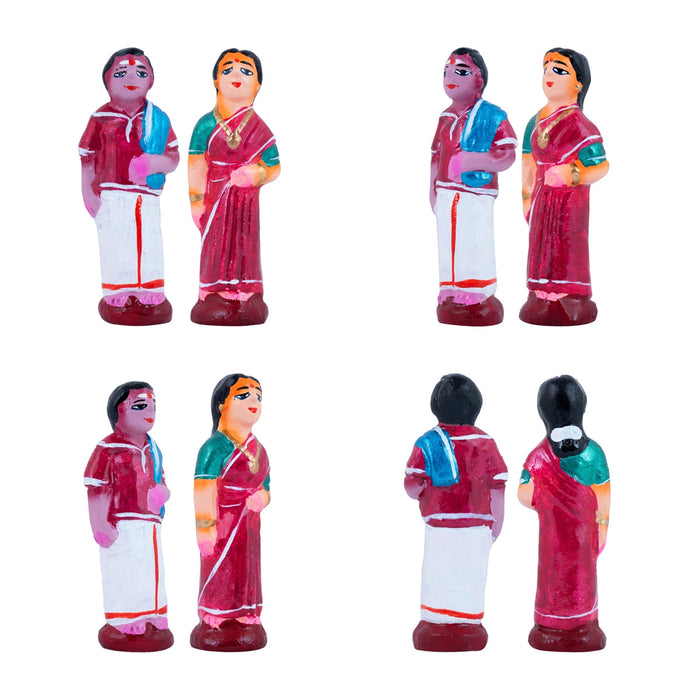 Marriage Clay Golu Bommai Set - 4.5 X 1.5 Inches | Navaratri Gombe/ Giri Golu Doll/ Navratri Decor