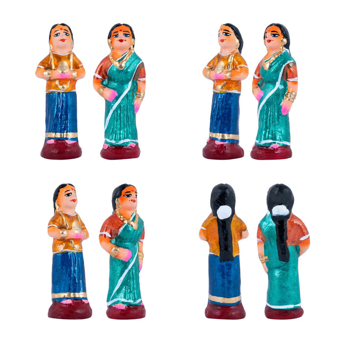 Marriage Clay Golu Bommai Set - 4.5 X 1.5 Inches | Navaratri Gombe/ Giri Golu Doll/ Navratri Decor