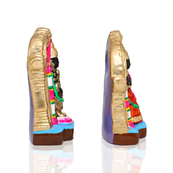Perumal Thayar Clay Golu Bommai Pair - 9 X 6 Inches | Navaratri Golu Gombe/ Giri Golu Doll/ Navratri Decor