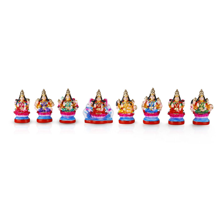 Ashtalakshmi Idol Clay Golu Bommai Set- 8 X 7 Inches | Navaratri Golu Gombe/Giri Golu Doll/Navratri Decoration