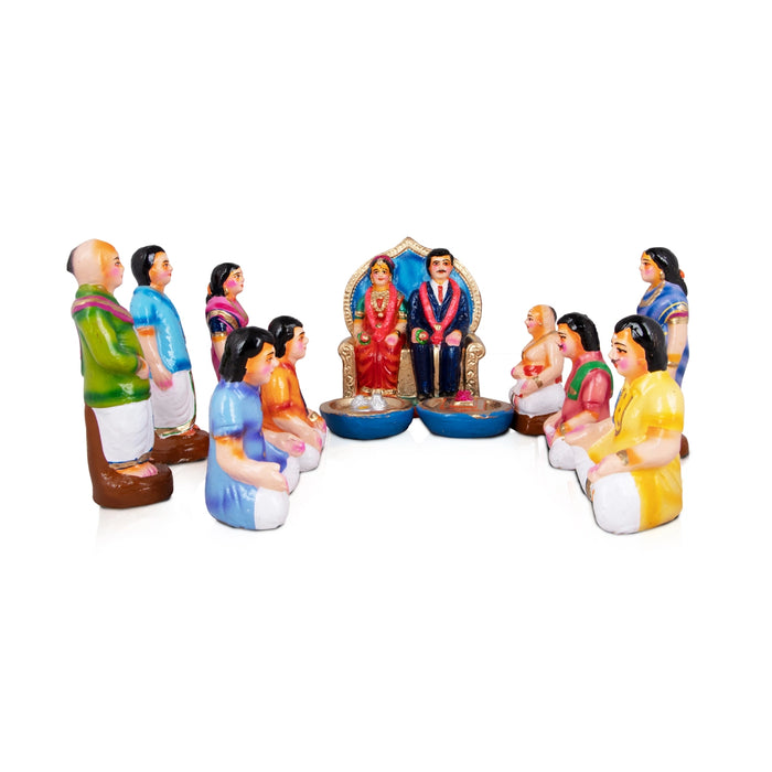 Engagement Clay Golu Bommai Set - 7 x 5 Inches | Giri Golu Doll/ Navaratri Golu Bomma/Gombe/Bommai