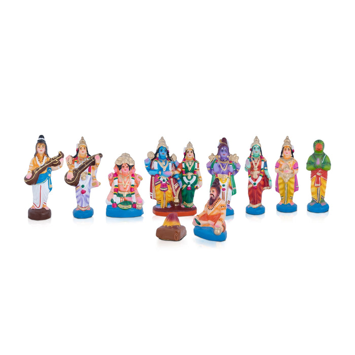 Srinivasa Kalyanam Clay Golu Bommai Set - 10 x 3.5 Inches | Giri Golu Doll/ Navaratri Golu Bomma/Gombe/Bommai