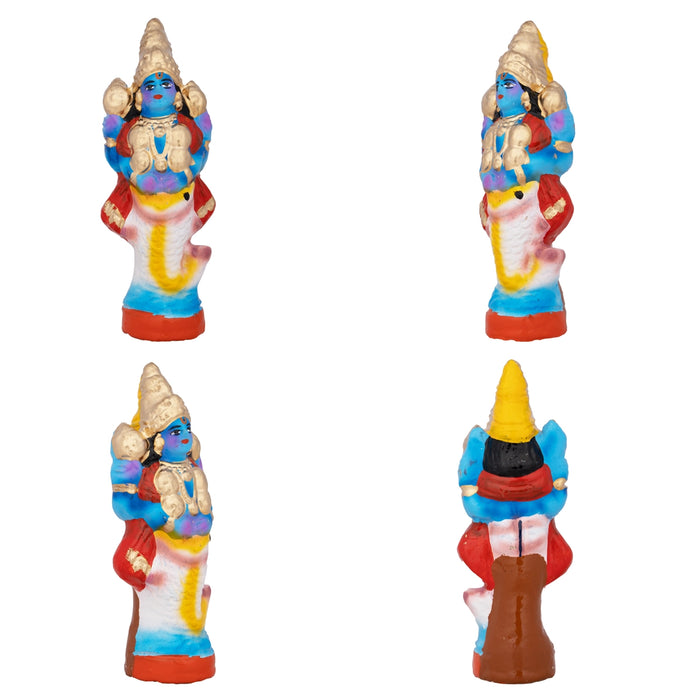 Dasavatharam Clay Golu Bommai Set - 6 x 2 Inches | Giri Golu Doll/ Navaratri Golu Bomma/Gombe/Bommai