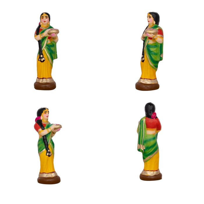 Rukmani Kalyanam Clay Golu Bommai Set - 7.5 x 2.5 Inches | Giri Golu Doll/ Navaratri Golu Bomma/Gombe/Bommai