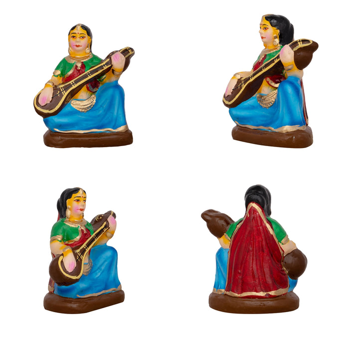 Rukmani Kalyanam Clay Golu Bommai Set - 7.5 x 2.5 Inches | Giri Golu Doll/ Navaratri Golu Bomma/Gombe/Bommai