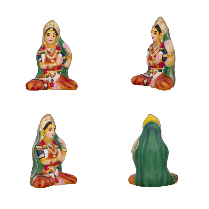 Rukmani Kalyanam Clay Golu Bommai Set - 7.5 x 2.5 Inches | Giri Golu Doll/ Navaratri Golu Bomma/Gombe/Bommai