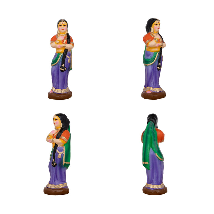 Rukmani Kalyanam Clay Golu Bommai Set - 7.5 x 2.5 Inches | Giri Golu Doll/ Navaratri Golu Bomma/Gombe/Bommai