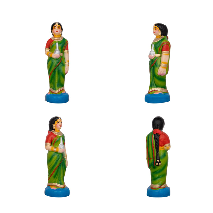 Rukmani Kalyanam Clay Golu Bommai Set - 7.5 x 2.5 Inches | Giri Golu Doll/ Navaratri Golu Bomma/Gombe/Bommai