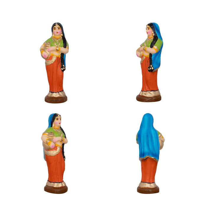 Rukmani Kalyanam Clay Golu Bommai Set - 7.5 x 2.5 Inches | Giri Golu Doll/ Navaratri Golu Bomma/Gombe/Bommai