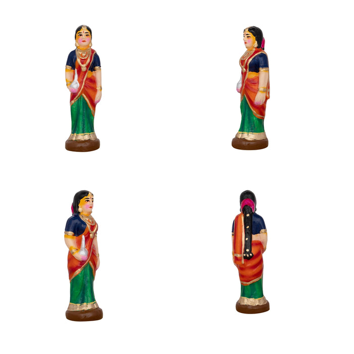 Rukmani Kalyanam Clay Golu Bommai Set - 7.5 x 2.5 Inches | Giri Golu Doll/ Navaratri Golu Bomma/Gombe/Bommai