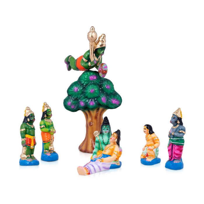 Hanuman Sanjeevi Malai Clay Golu Bommai Set - 19 x 12 Inches | Giri Golu Doll/ Navaratri Golu Bomma/Gombe