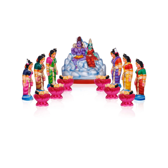 Karthigai Pengal Clay Golu Bommai Set - 10 X 9.5 Inches | Navaratri Golu Gombe/ Giri Golu Doll/ Navratri Decor