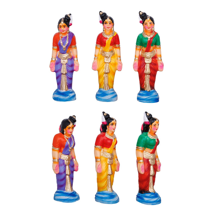 Karthigai Pengal Clay Golu Bommai Set - 10 X 9.5 Inches | Navaratri Golu Gombe/ Giri Golu Doll/ Navratri Decor