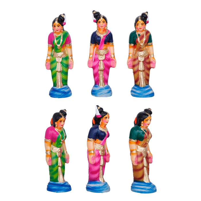 Karthigai Pengal Clay Golu Bommai Set - 10 X 9.5 Inches | Navaratri Golu Gombe/ Giri Golu Doll/ Navratri Decor