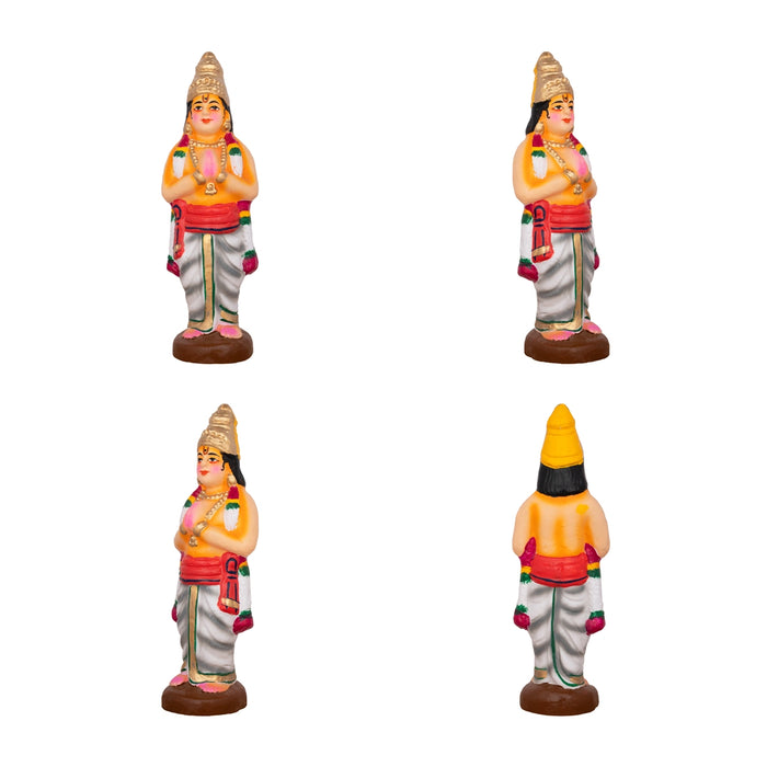 Azhwargal Clay Golu Bommai Set - 8 x 3 Inches | Giri Golu Doll/ Navaratri Golu Bomma/Gombe/Bommai