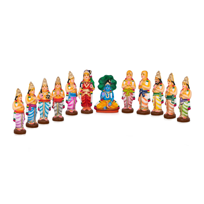 Azhwargal Clay Golu Bommai Set - 8 x 3 Inches | Giri Golu Doll/ Navaratri Golu Bomma/Gombe/Bommai