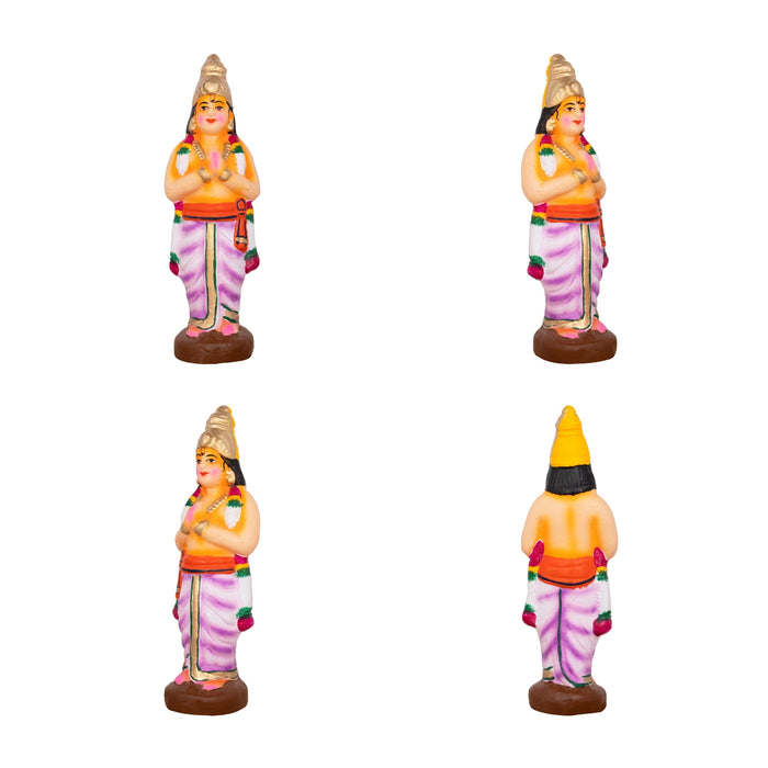 Azhwargal Clay Golu Bommai Set - 8 x 3 Inches | Giri Golu Doll/ Navaratri Golu Bomma/Gombe/Bommai