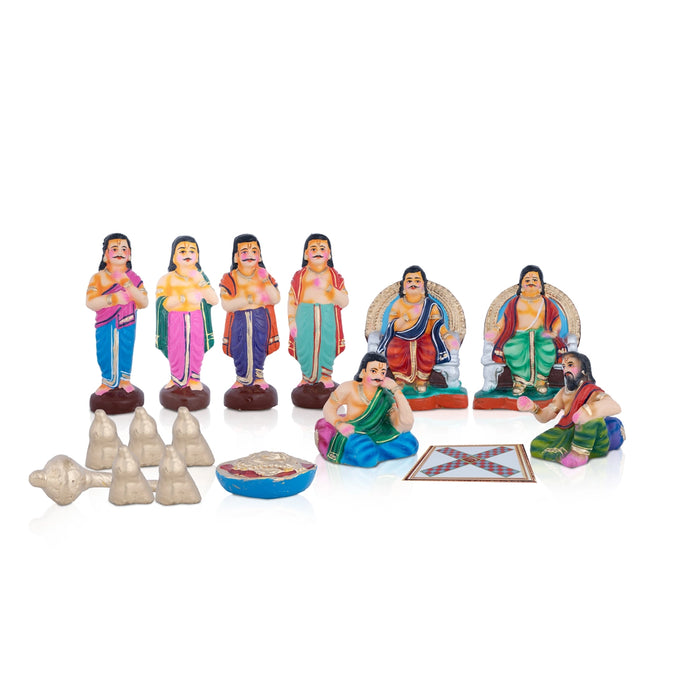 Saguni Pagadai Aduthal Clay Golu Bommai Set - 8 x 5.5 Inches | Giri Golu Doll/ Navaratri Golu Bomma/Gombe