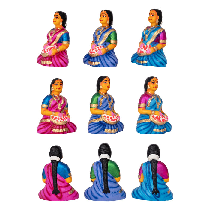Kamakshi Pooja Clay Golu Bommai Set - 17 x 10.5 Inches | Giri Golu Doll/ Navaratri Kolu Bomma/ Gombe