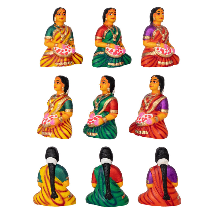 Kamakshi Pooja Clay Golu Bommai Set - 17 x 10.5 Inches | Giri Golu Doll/ Navaratri Kolu Bomma/ Gombe