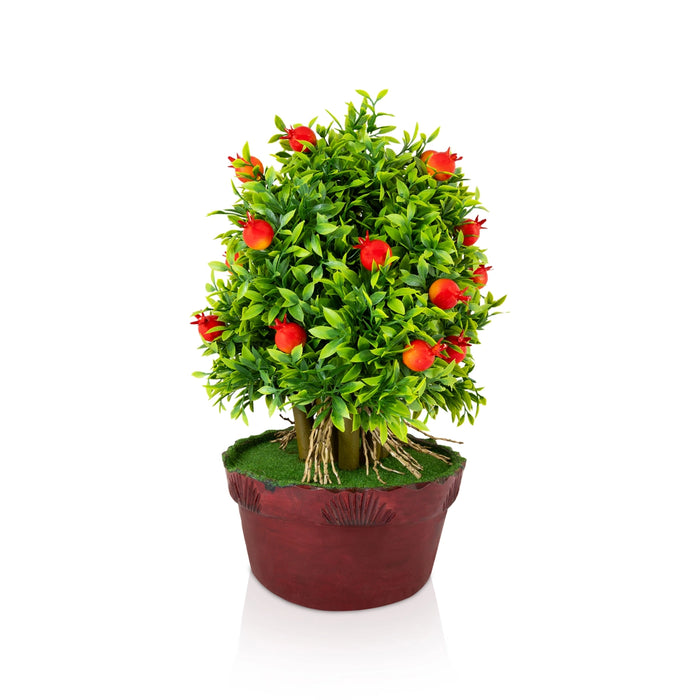 Artificial Bonsai Plant - 13 x 8 Inches | Decorative Faux Tree / Indoor Pomegranate Plant for Tabletop Decor
