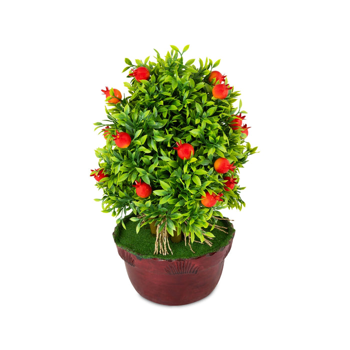 Artificial Bonsai Plant - 13 x 8 Inches | Decorative Faux Tree / Indoor Pomegranate Plant for Tabletop Decor