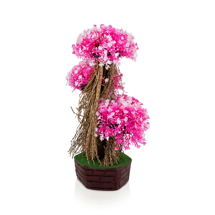 Artificial Bonsai Plant - 13 x 8 Inches | Pink Blossom Tree/ Decorative Indoor plants For Office