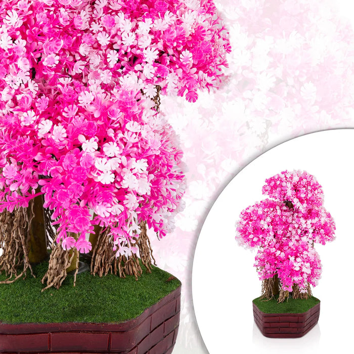 Artificial Bonsai Plant - 14 x 9 Inches | Pink Blossom Tree with Pot/ Fake Plants for Table Top