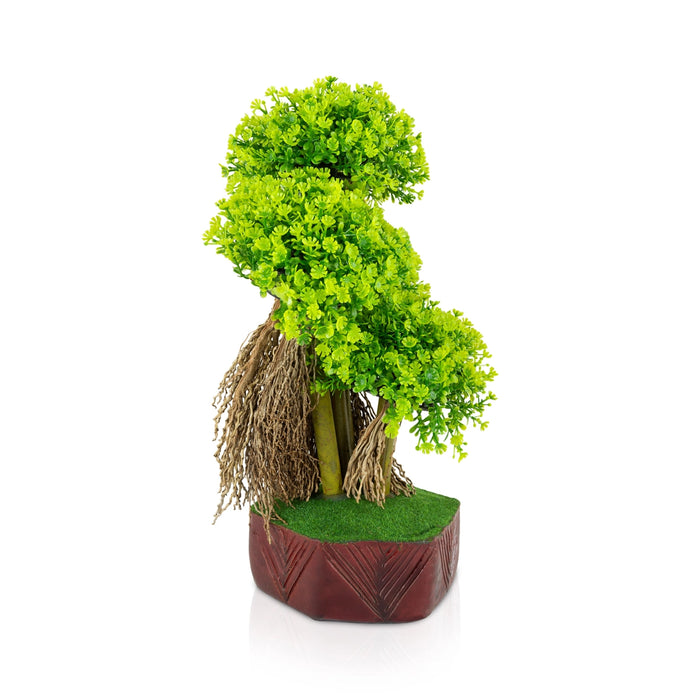 Artificial Bonsai Plant - 14 x 8.5 Inches | Indoor Plant/ Lush Green Layered Foliage Tree for Home Decor