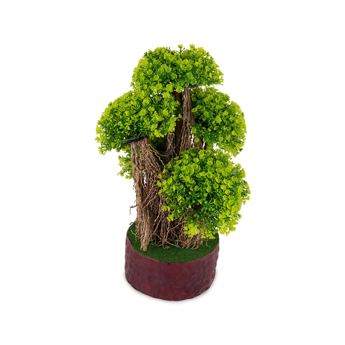 Artificial Bonsai Plant - 16 x 10 Inches | Green Leaf Fake Tree/ Indoor Plant with Pot for Home