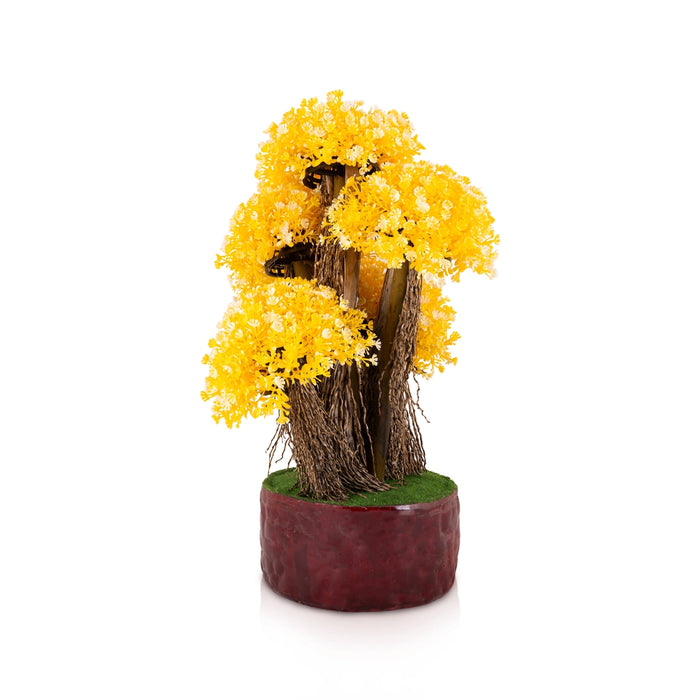 Artificial Bonsai Plant - 16 x 10 Inches | Yellow Blossom Plant with Pot/ Fake Tree for Table Top