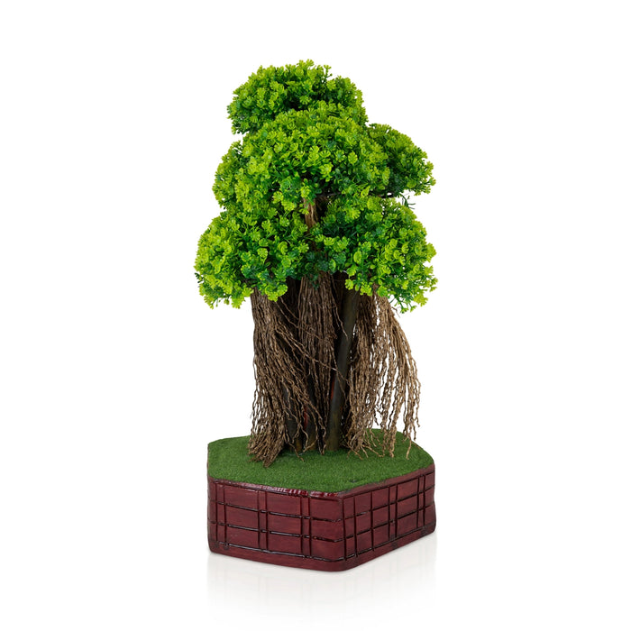Artificial Bonsai Plant - 19 x 8 Inches| Indoor Plant/ Lush Green Layered Foliage with Pot