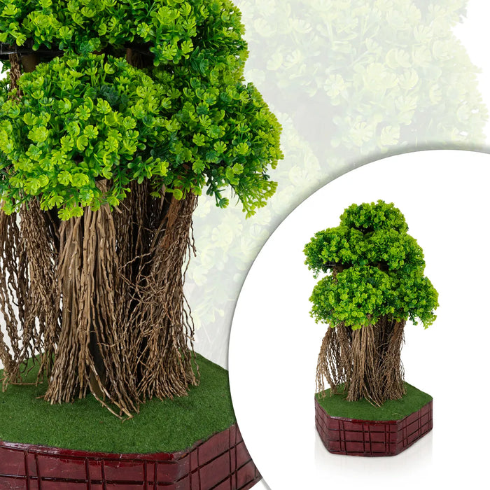 Artificial Bonsai Plant - 19 x 8 Inches| Indoor Plant/ Lush Green Layered Foliage with Pot