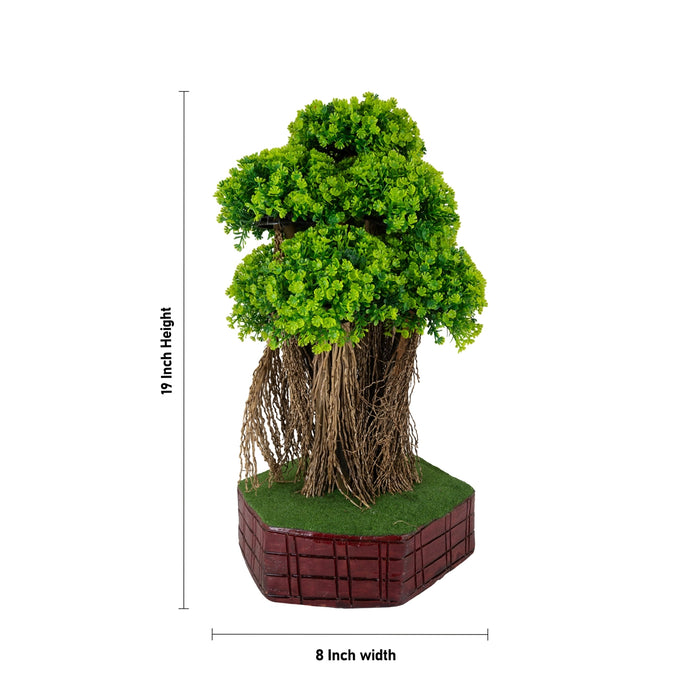 Artificial Bonsai Plant - 19 x 8 Inches| Indoor Plant/ Lush Green Layered Foliage with Pot