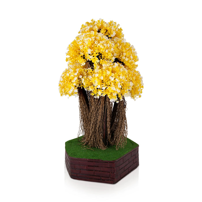 Artificial Bonsai Plant - 19 x 7 Inches | Yellow Flower Tree with Pot/ Indoor Plants For Table Top