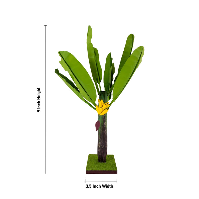 Artificial Bonsai Plant - 9 x 3.5 Inches | Indoor Plant/ Banana Plant with Green Leaves For Home