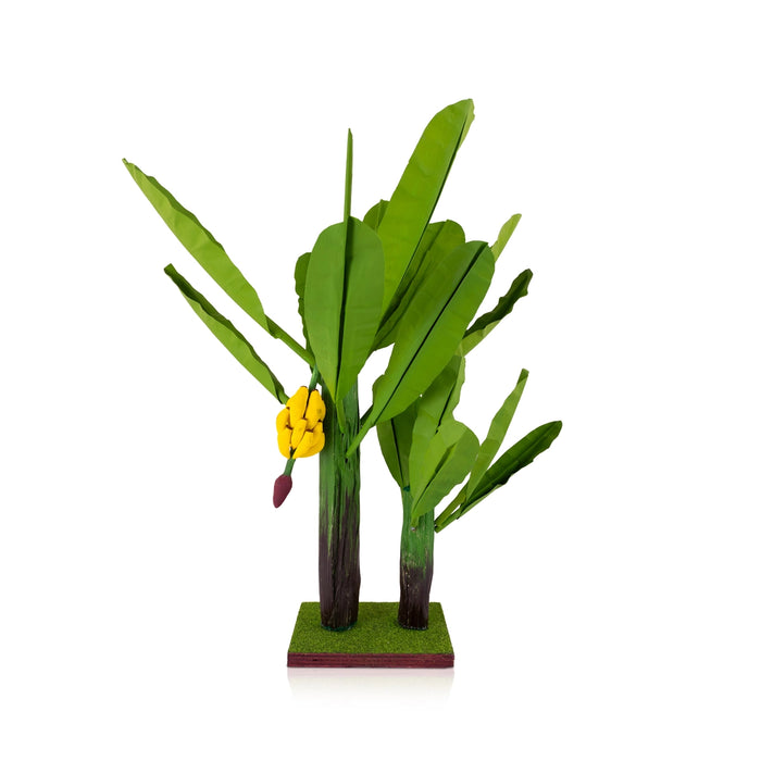 Artificial Bonsai Plant - 12 x 4 Inches | Indoor Plant/ Banana Tree with Green Leaf