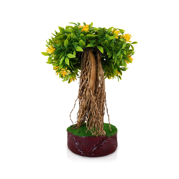Artificial Bonsai Plant - 10.5 x 5.5 Inches | Decorative Faux Tree / Indoor Yellow Flower Plant for Office Decor