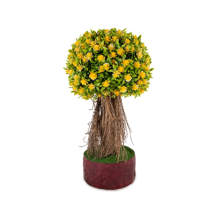 Artificial Bonsai Plant - 18.5 x 9 Inches | Yellow Flower Tree / Fake Plant For Office Decor
