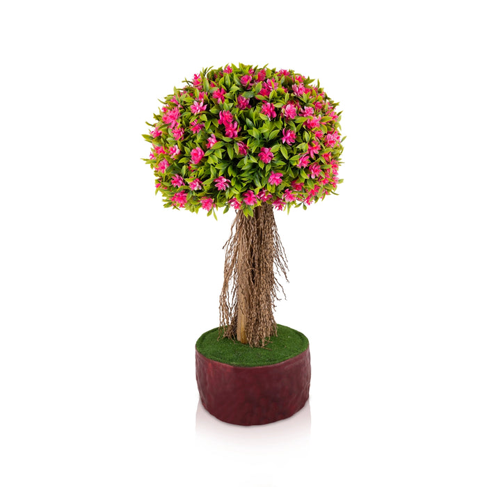 Artificial Bonsai Plant - 18.5 x 9.5 Inches | Pink Flower Tree With Pot/ Indoor Plant For Home Decor
