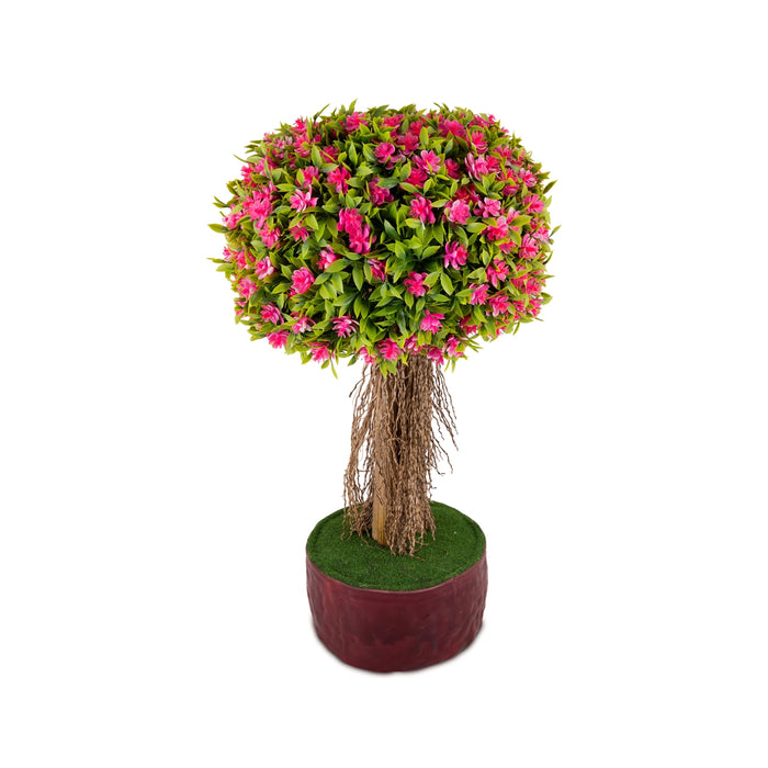Artificial Bonsai Plant - 18.5 x 9.5 Inches | Pink Flower Tree With Pot/ Indoor Plant For Home Decor