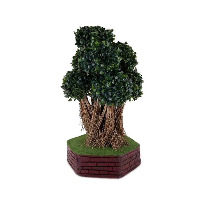 Artificial Bonsai Plant - 19 x 9.5 Inches | Decorative Green Leaf Tree/ Fake Plant for Table Decor