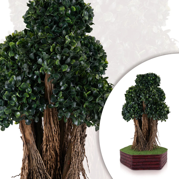 Artificial Bonsai Plant - 19 x 9.5 Inches | Decorative Green Leaf Tree/ Fake Plant for Table Decor